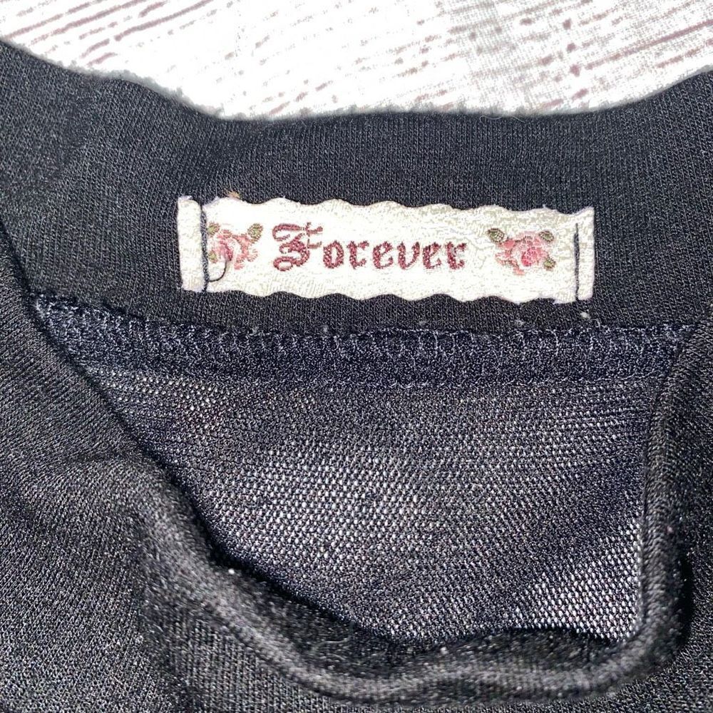 Forever21 mock collar short sleeve baby doll top w/shoulder buttons black sz MED - Picture 10 of 13
